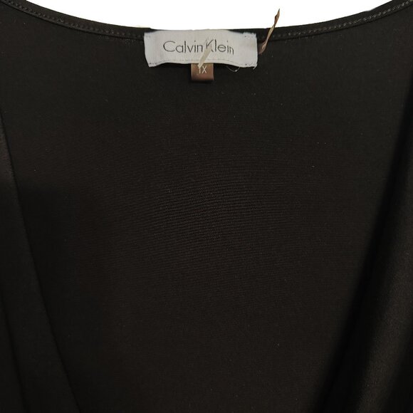 Calvin Klein 1X Black Draped Cowl Neck Blouse | Elegant Flowy Top Plus Size - Picture 5 of 5